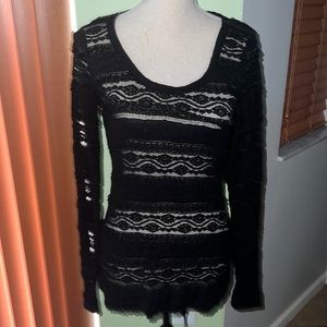 Express Black Lace Long Sleeve Top